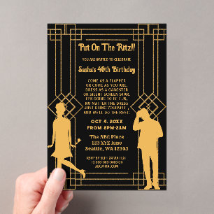 Invitations En Acrylique Fille flapper et gangster de l'art déco des années