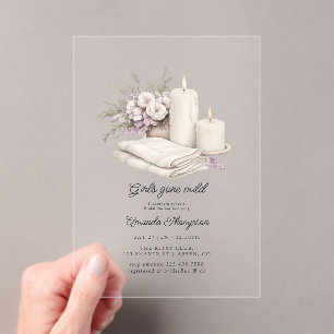 Invitations En Acrylique Filles au bien-être du Spa Mild Shower de mariage