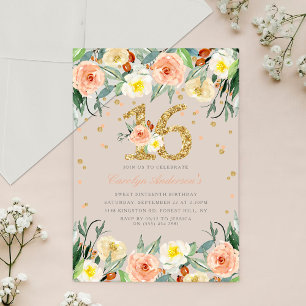 Invitations En Acrylique Filles Florales Élégantes Anniversaire Sweet 16