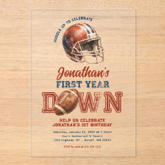 Invitations En Acrylique First Year Down Football 1st Birthday