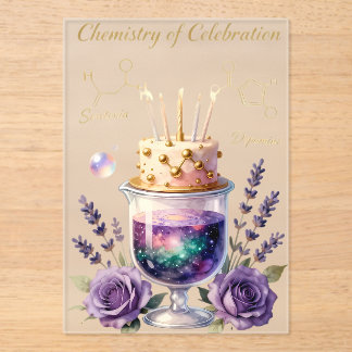 Invitations En Acrylique Flacon et composition florale pour célébration d'a