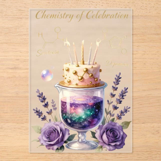 Invitations En Acrylique Flacon et composition florale pour célébration d'a (Recto)