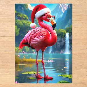 Invitations En Acrylique Flamingo de Noël en Père Noël-47476