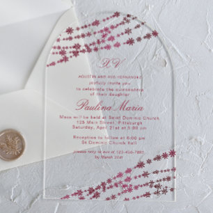 Invitations En Acrylique Flèches de neige en Bourgogne Quinceañera