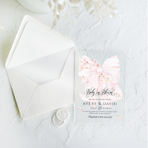 Invitations En Acrylique Fleur de bébé en fleurs Ruban floral Fille du prin