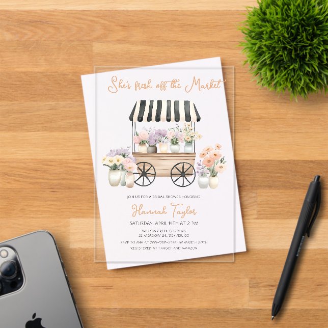 Invitations En Acrylique Fleur Fraîche du Marché pour une Mariée (Insitu (Carte d'invitation))