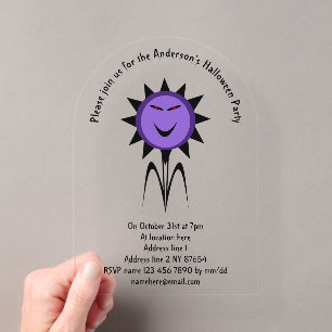 Invitations En Acrylique Fleur Maléfique Kawaii Goth Halloween Personnalisé