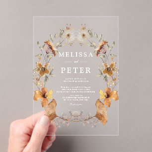 Invitations En Acrylique Fleur sauvage Automne Floral Arch Mariage