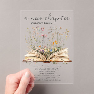 Invitations En Acrylique Fleur sauvage Baby shower à thème du livre