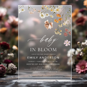 Invitations En Acrylique Fleur sauvage bébé dans le Baby shower en fleurs