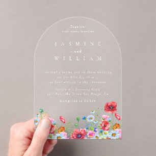 Invitations En Acrylique Fleur sauvage Boho Mariage