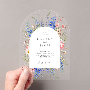 Invitations En Acrylique Fleur sauvage Boho minimaliste Mariage Floral
