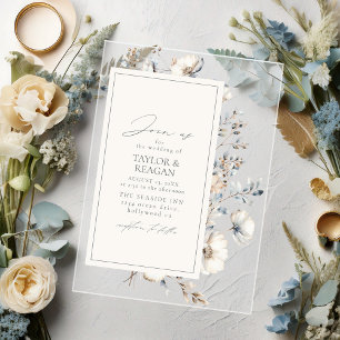 Invitations En Acrylique Fleur Sauvage Délicate Aquarelle Florale ID1102