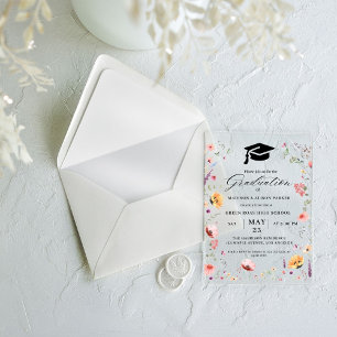 Invitations En Acrylique Fleur sauvage élégant Meadow Garden Twin Graduatio