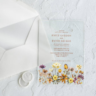 Invitations En Acrylique Fleur sauvage en terre cuite Boho Mariage de autom