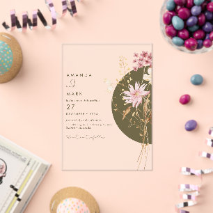 Invitations En Acrylique Fleur Sauvage Fantaisiste Printemps Été Automne 