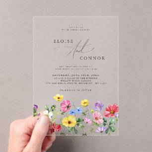Invitations En Acrylique Fleur sauvage Rustic Chic Floral Mariage campagnar