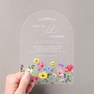 Invitations En Acrylique Fleur sauvage Rustic Chic Floral Mariage campagnar
