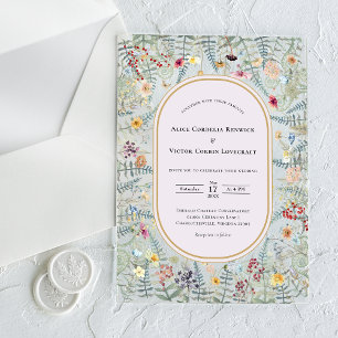 Invitations En Acrylique Fleur sauvage vintage Fern Lavender Mariage