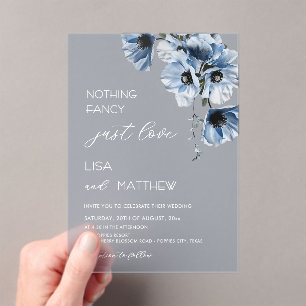 Invitations En Acrylique Fleurs Bleues Blanches