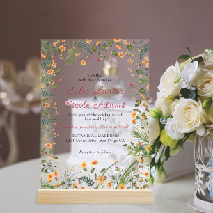 Invitations En Acrylique Fleurs Botaniques Jonquilles Marguerite Pivoine Ma