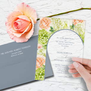 Invitations En Acrylique Fleurs Chic Mariage Arche Bleue
