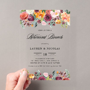 Invitations En Acrylique Fleurs d'automne à l'aquarelle Guirlande Répétitio