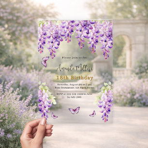 Invitations En Acrylique Fleurs de fleurs mauve de la bactérie Wisteria pap