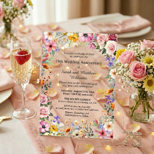 Invitations En Acrylique Fleurs de jardin chic 75e anniversaire de mariage