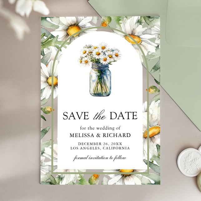 Invitations En Acrylique Fleurs de pâquerettes en pot Mason pour mariage à  (Créateur téléchargé)