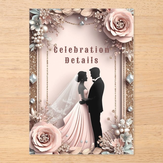 Invitations En Acrylique 🌸 Fleurs de Pêche Mariage de Printemps ✨ (Recto)
