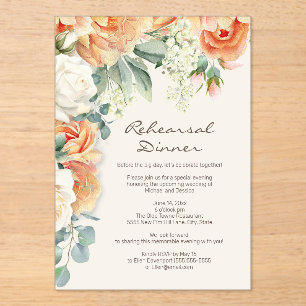 Invitations En Acrylique Fleurs de pêcher et de crème verdure Arche dîner d