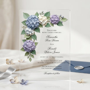 Invitations En Acrylique Fleurs Élégantes d'Hydrangea Mariage Acrylique