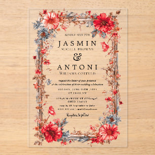 Invitations En Acrylique Fleurs Mariage de feuillage de chute