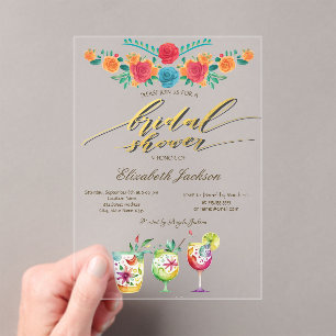 Invitations En Acrylique Fleurs Mexicaines Boissons Baby Shower Mariée