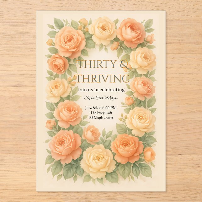 Invitations En Acrylique Fleurs pastel en fleurs (Recto)
