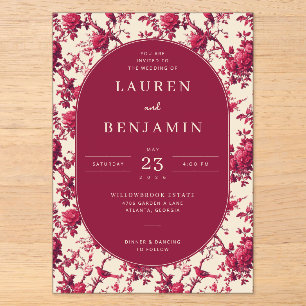 Invitations En Acrylique Fleurs Romantiques Marron