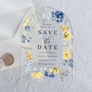 Invitations En Acrylique Fleurs Sauvages Aquarelle Mariage Enregistrer La D