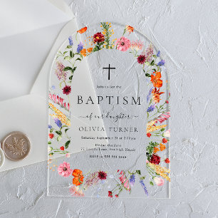 Invitations En Acrylique Fleurs sauvages aquarelles vibrantes et audacieuse