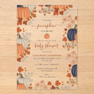 Invitations En Acrylique Fleurs sauvages Citrouille Russe Automne Baby show
