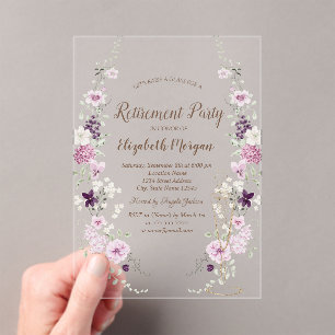 Invitations En Acrylique Fleurs sauvages de lavande Verre à champagne Retra
