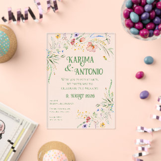 Invitations En Acrylique Fleurs sauvages fantaisistes