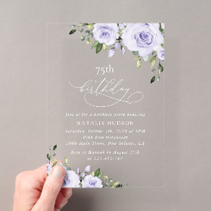 Invitations En Acrylique Fleurs violettes, fleurs de lilas, Boho, Anniversa