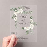 Invitations En Acrylique Floral blanc et Mariage d'Eucalyptus V2<br><div class="desc">Des fleurs blanches aquarelles peintes à la main et des eucalyptus ont servi à créer ce Faire-part de mariage floral blanc. Il est idéal pour les mariages du printemps, les mariages de plage, les mariages d'été et les mariages de destination. Elles sont luxueuses, personnalisées et de qualité sans le prix...</div>