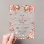 Invitations En Acrylique Floral Bouquet Sweet 16 Birthday Rose Gold<br><div class="desc">Celebrate in Style with a Girly Floral Bouquet Sweet 16 Invitation. Make your Sweet 16 party unforgettable with the Girly Floral Bouquet invitation. Customize with your party details for a chic and elegant touch.</div>