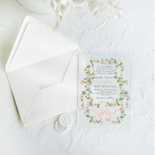 Invitations En Acrylique Floral Bow Garden Rustique Élégant Mariage photo