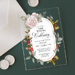 Invitations En Acrylique Floral féminin Décembre 60 Anniversaire Fête<br><div class="desc">Quand votre anniversaire se produit au mois de décembre, il se perd souvent dans toute la fanfare de vacances. Faites que l'invité d'honneur se sente spécial avec cette magnifique invitation personnalisée fête d'anniversaire. Un accent rose rose rose féminin ajouté à la sainte et aux baies evergreens sur cette carte acrylique...</div>