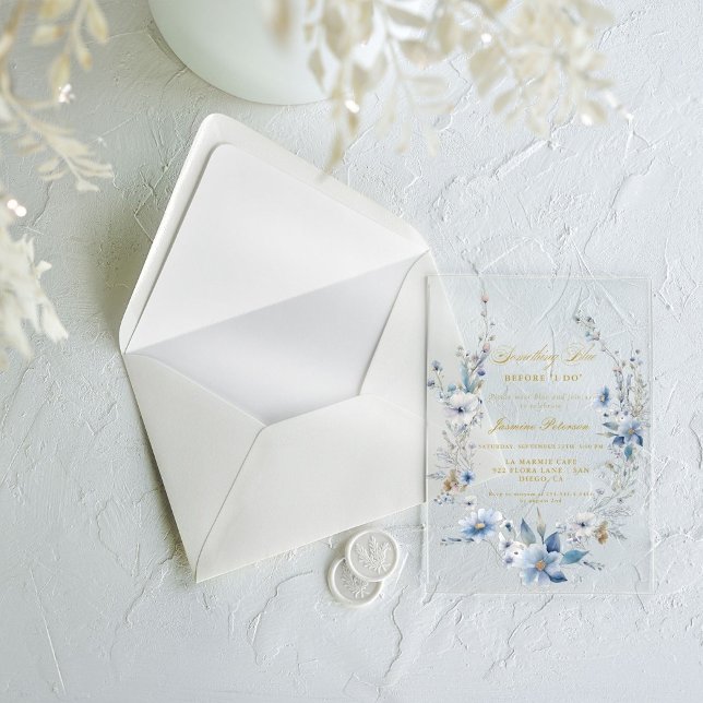 Invitations En Acrylique Floral Quelque chose de bleu avant de faire Fête d (Créateur téléchargé)