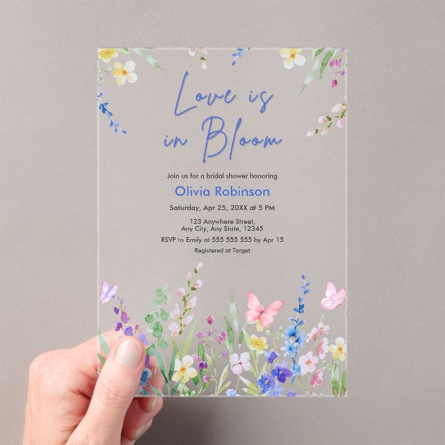 Invitations En Acrylique Floral Spring Love is in Bloom Bridal Shower  (In situ (ordinateur de poche))