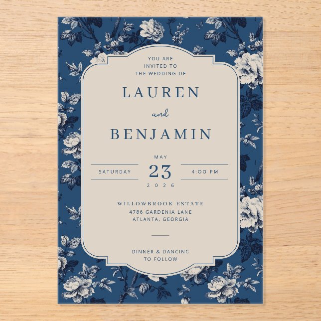 Invitations En Acrylique Flourish & Fête Wedding (Recto)